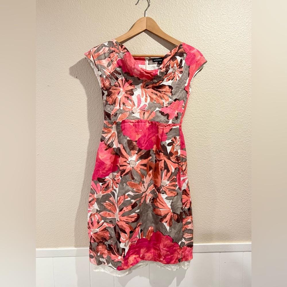 Banana Republic Mad Men Sheath Dress, Pink Watercolor Floral, Size 0